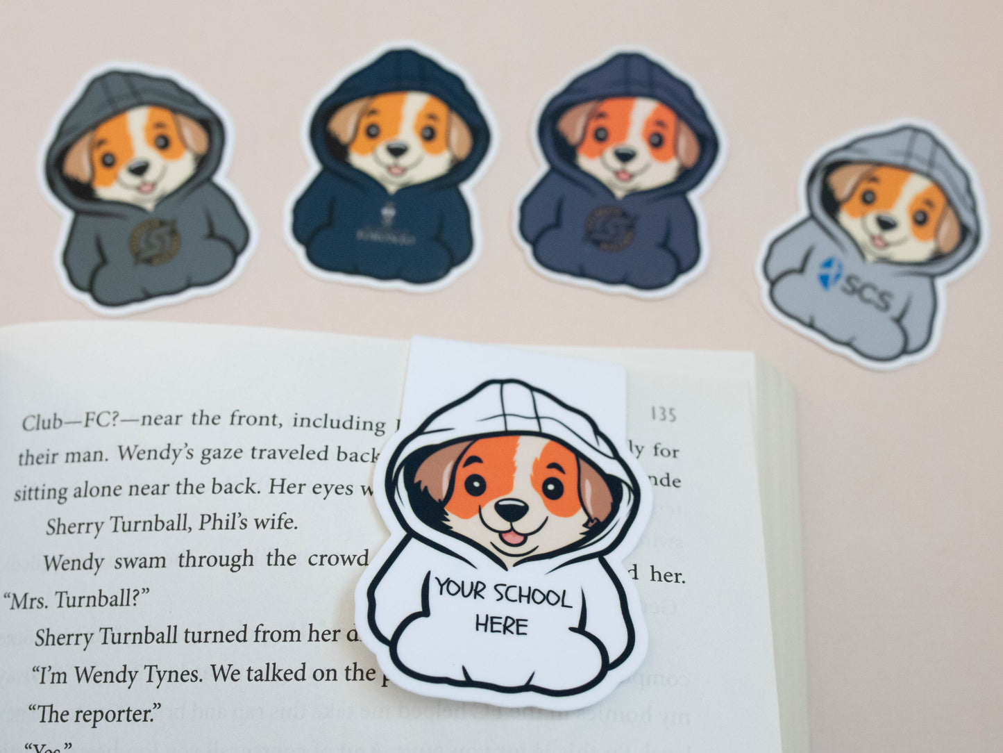 Custom School Logo Puppy Magnetic Bookmark