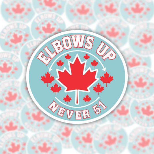 Elbows Up, Never 51 Sticker